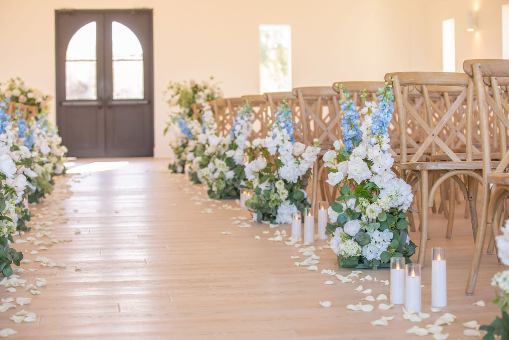 The Something Blue Aisle Flowers