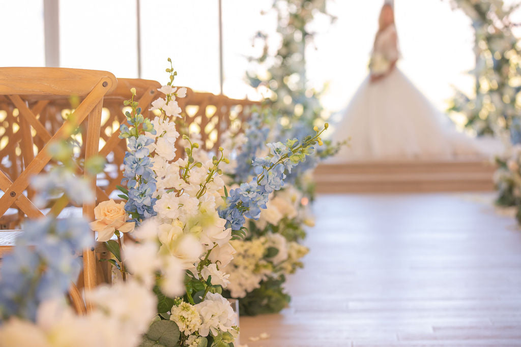 The Something Blue Aisle Flowers